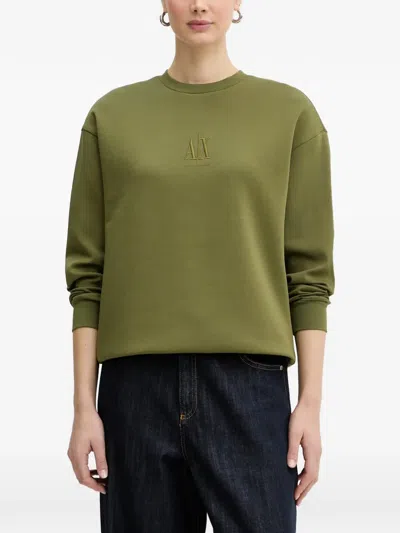 Armani Exchange Logo-embroidered Sweatshirt In Brown