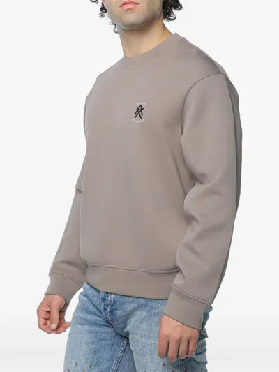 Armani Exchange Logo-embroidered Sweatshirt In Brown