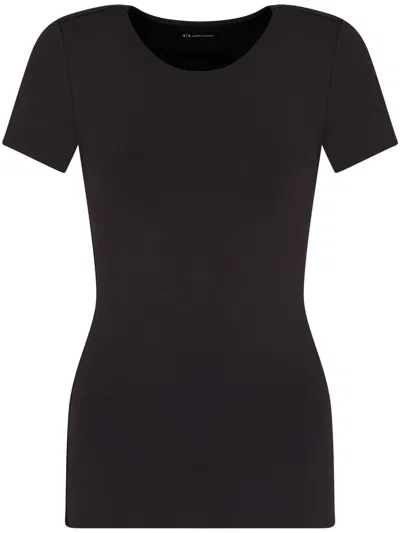 Armani Exchange Logo-embroidered T-shirt In Black