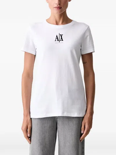 Armani Exchange Logo-embroidered T-shirt In Neutral