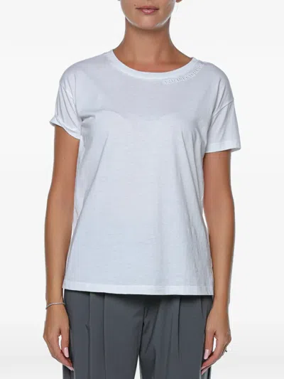 Armani Exchange Logo-embroidered T-shirt In White