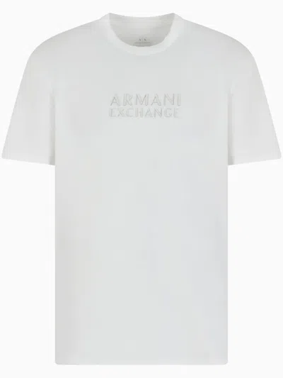 Armani Exchange Logo-embroidered T-shirt In White