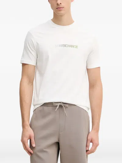 Armani Exchange Logo-embroidered T-shirt In White