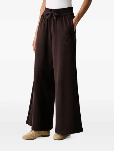 Armani Exchange Logo-embroidered Wide-leg Track Pants In Black