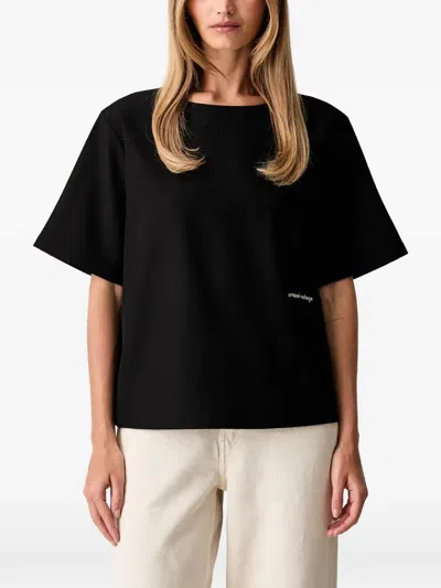 Armani Exchange Logo-embroidered Zip-fastening Top In Black