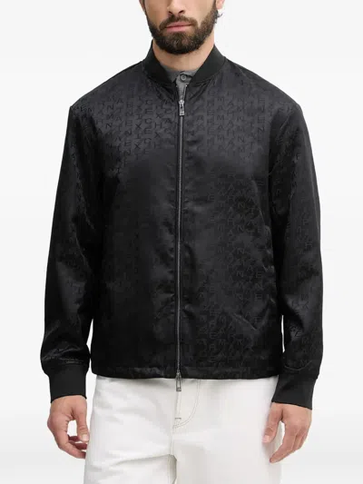 Armani Exchange Logo-jacquard Bomber Jacket In Black