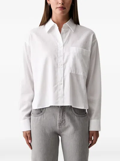 Armani Exchange Logo-jacquard Chest-pocket Shirt In White