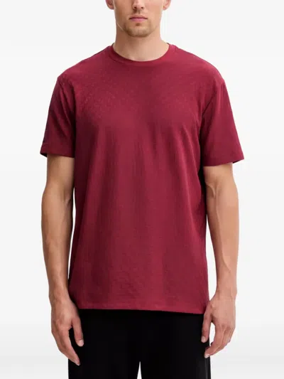 Armani Exchange Logo-jacquard Crew-neck T-shirt In Red