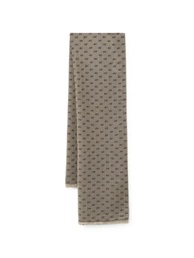 Armani Exchange Logo-jacquard Frayed Scarf In Brown