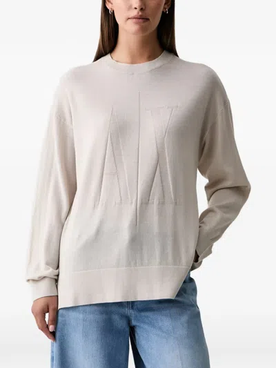 Armani Exchange Logo-knit Sweater In Neutral