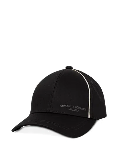 Armani Exchange Logo-lettering Baseball Cap In Black