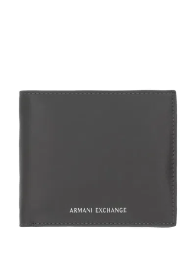 Armani Exchange Logo-lettering Bi-fold Wallet In Gray