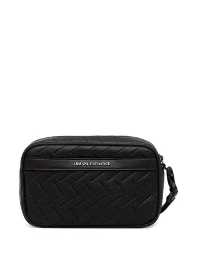 Armani Exchange Logo-lettering Wash Bag In Black