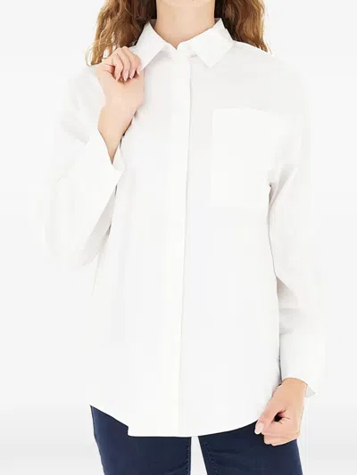 Armani Exchange Logo-motif Chest-pocket Shirt In White