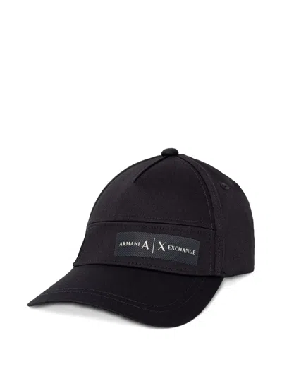 Armani Exchange Logo-patch Baseball Cap In Black