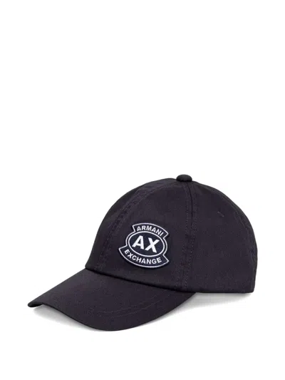 Armani Exchange Logo-patch Baseball Cap In Black