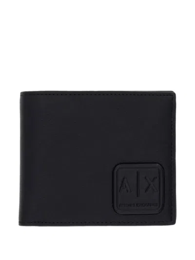Armani Exchange Logo-patch Bifold Wallet In Black