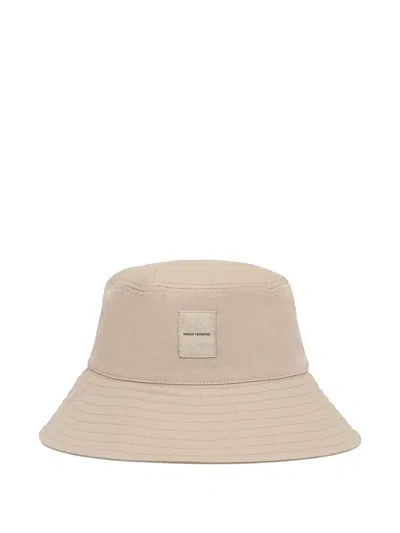 Armani Exchange Logo-patch Bucket Hat In Neutral