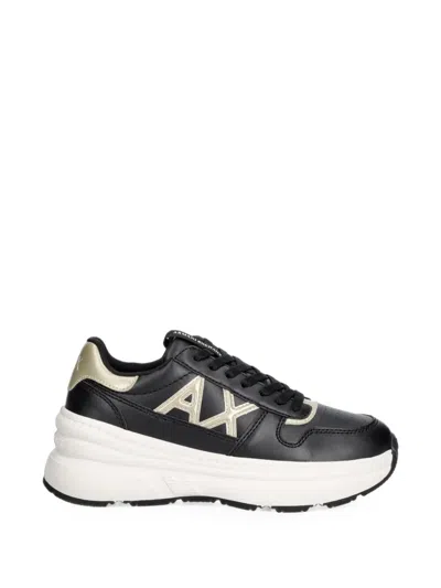 Armani Exchange Logo-patch Chunky-sole Sneakers In Black
