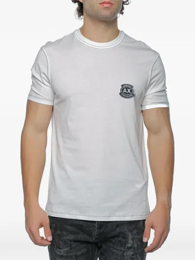 Armani Exchange Logo-patch Contrast-stitch T-shirt In White