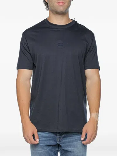Armani Exchange Logo-patch Cotton T-shirt In Blue