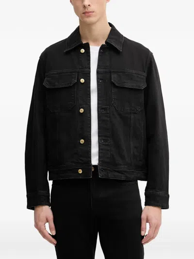 Armani Exchange Logo-patch Denim Jacket In Black