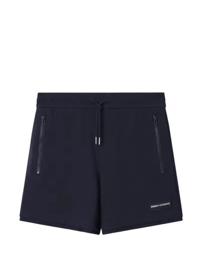 Armani Exchange Logo-patch Drawstring Shorts In Blue