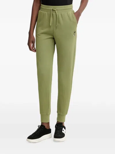 Armani Exchange Logo-patch Drawstring Track Pants In Green