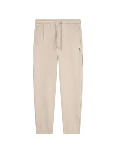 Armani Exchange Logo-patch Drawstring Track Pants In Neutral