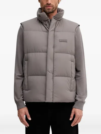 Armani Exchange Logo-patch Padded Jacket In Gray