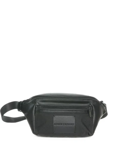 Armani Exchange Logo-patch Panelled Belt Bag In Black