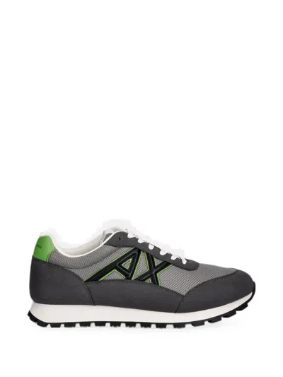 Armani Exchange Logo-patch Panelled Sneakers In Gray