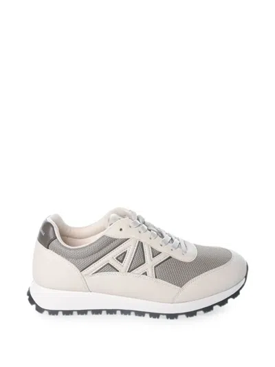 Armani Exchange Logo-patch Panelled Sneakers In Neutral