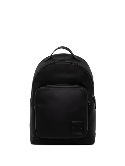 Armani Exchange Logo-patch Pebbled Backpack In Black