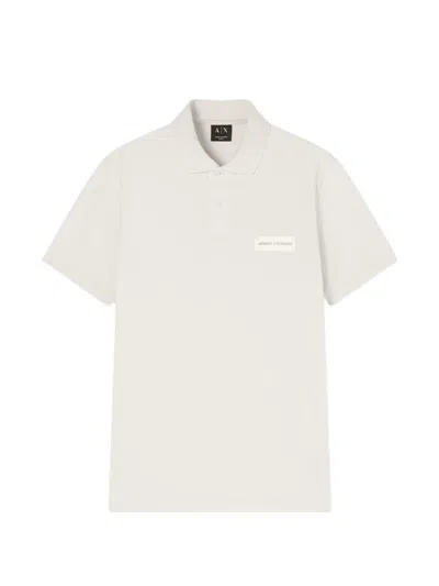 Armani Exchange Logo-patch Polo Shirt In White