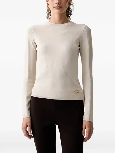 Armani Exchange Logo-patch Ribbed-panel Sweater In White
