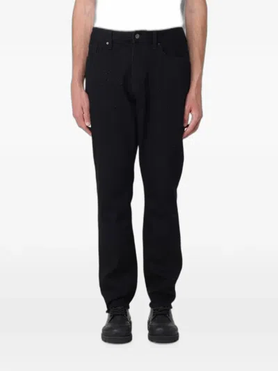 Armani Exchange Logo-patch Slim-fit Jeans In Black
