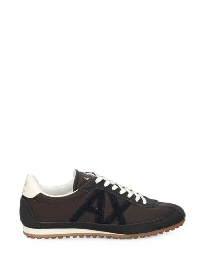 Armani Exchange Logo-patch Sneakers In Brown