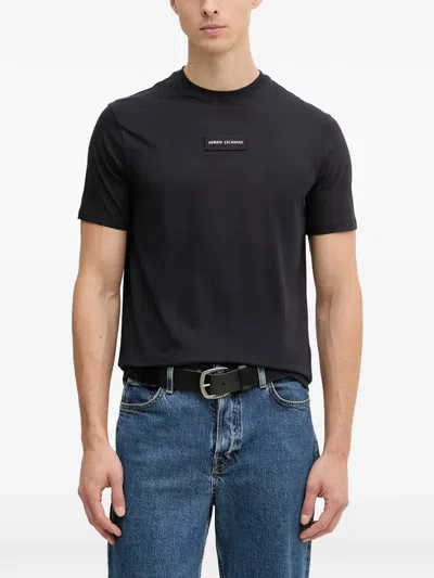 Armani Exchange Logo-patch T-shirt In Black