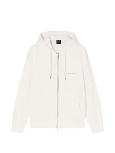 Armani Exchange Logo-patch Zip-up Hoodie In Neutral