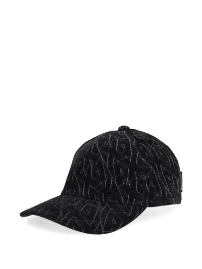 Armani Exchange Logo-pattern Baseball Cap In Black