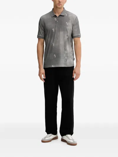 Armani Exchange Logo-pattern Polo Shirt In Gray