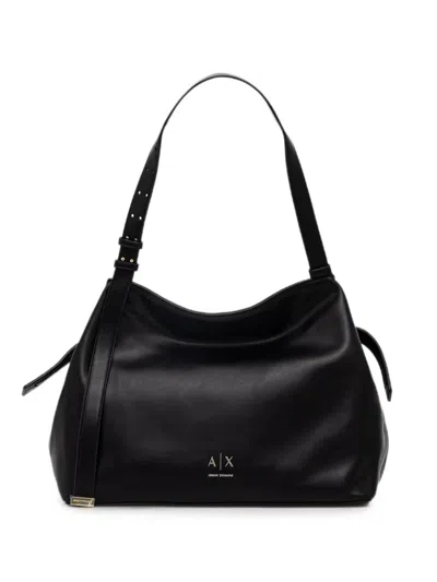 Armani Exchange Logo-plaque Adjustable-strap Shoulder Bag In Black