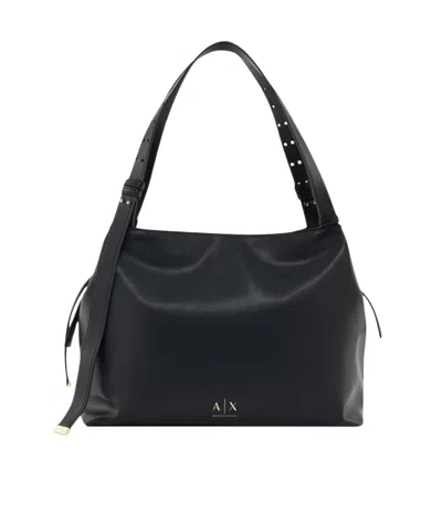 Armani Exchange Logo-plaque Adjustable-strap Shoulder Bag In Black