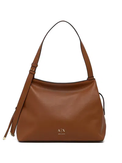 Armani Exchange Logo-plaque Adjustable-strap Tote Bag In Brown