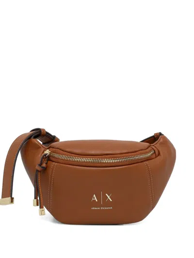 Armani Exchange Logo-plaque Belt Bag In Brown
