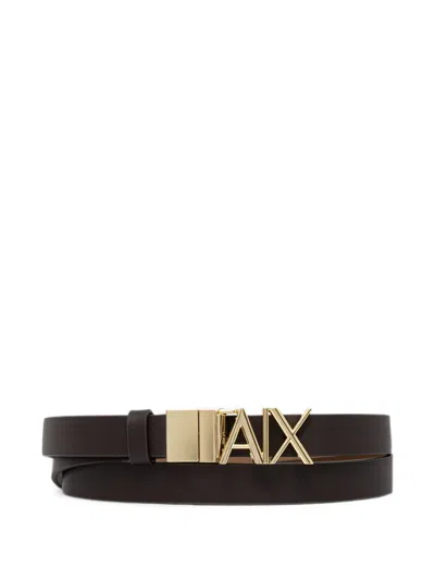 Armani Exchange Logo-plaque Belt In Brown