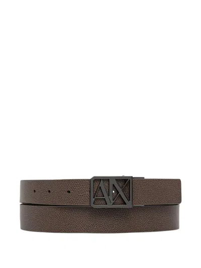 Armani Exchange Logo-plaque Belt In Brown