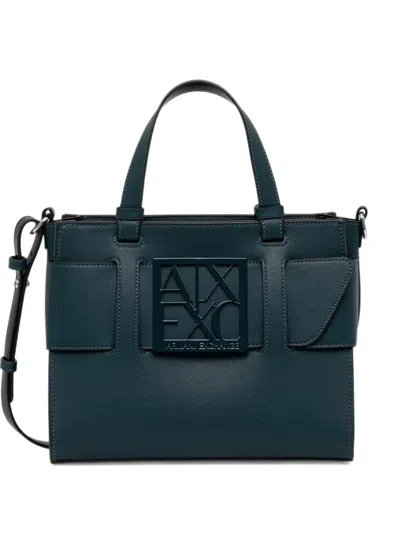 Armani Exchange Logo-plaque Buckled Tote Bag In Red
