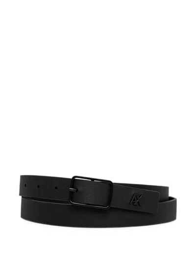 Armani Exchange Logo-plaque Buckle-fastening Belt In Black